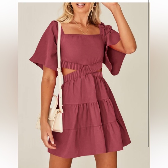 BTFBM party tiered a-lined mini dress..size XL..(NWT)paste red - Picture 2 of 5